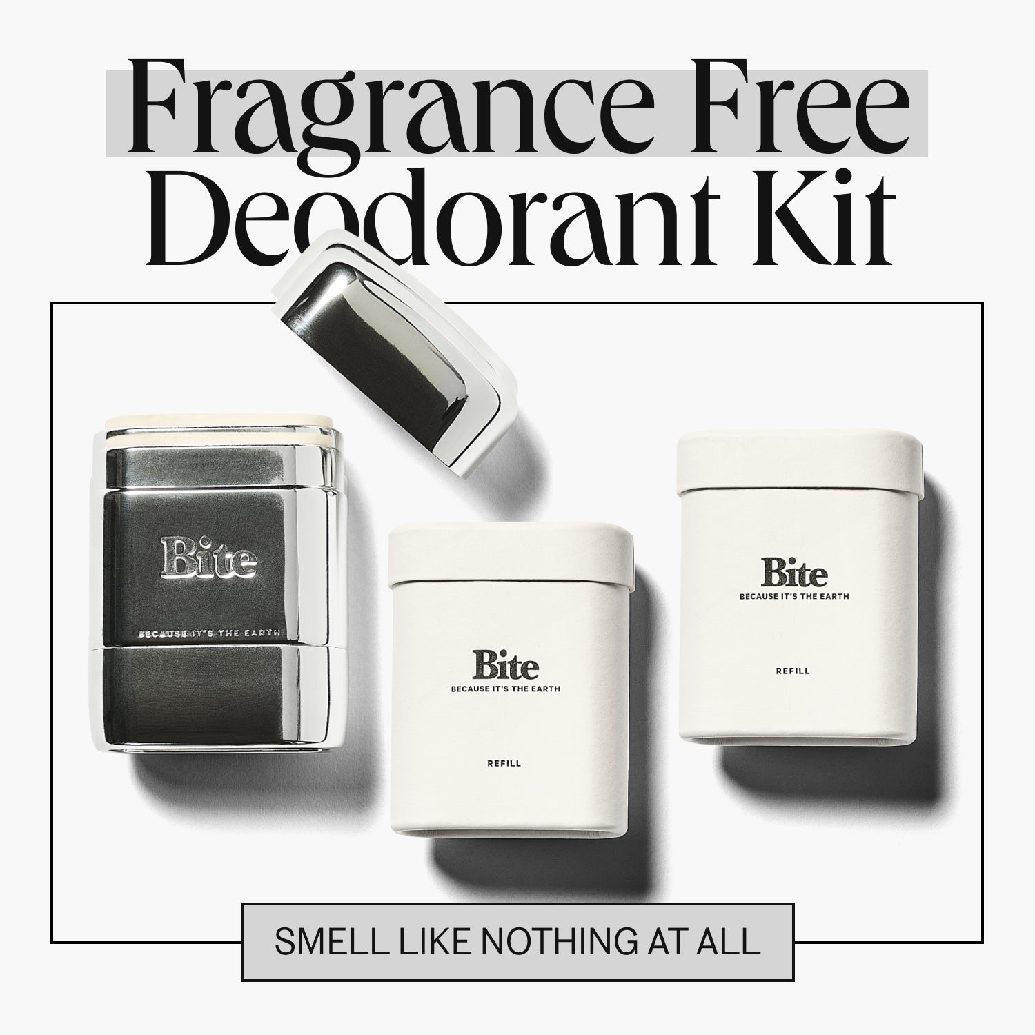 Fragrance-Free Natural Deodorant by Bite - Clinically Proven Odor Control, Long-Lasting, Refillable