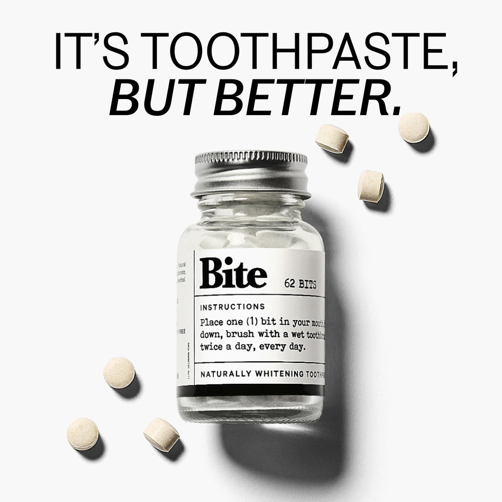 Bite Toothpaste Bits – Natural, Remineralizing, Whitening Toothpaste Tablets with Nano-Hydroxyapatite and Xylitol - As Seen On Shark Tank