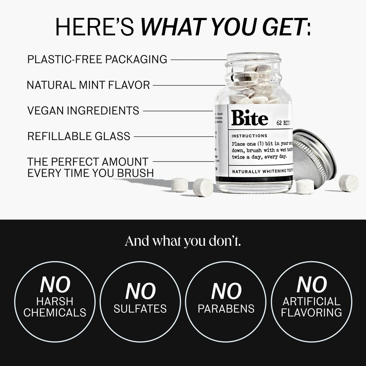Bite Toothpaste Bits – Natural, Remineralizing, Whitening Toothpaste Tablets with Nano-Hydroxyapatite and Xylitol - As Seen On Shark Tank