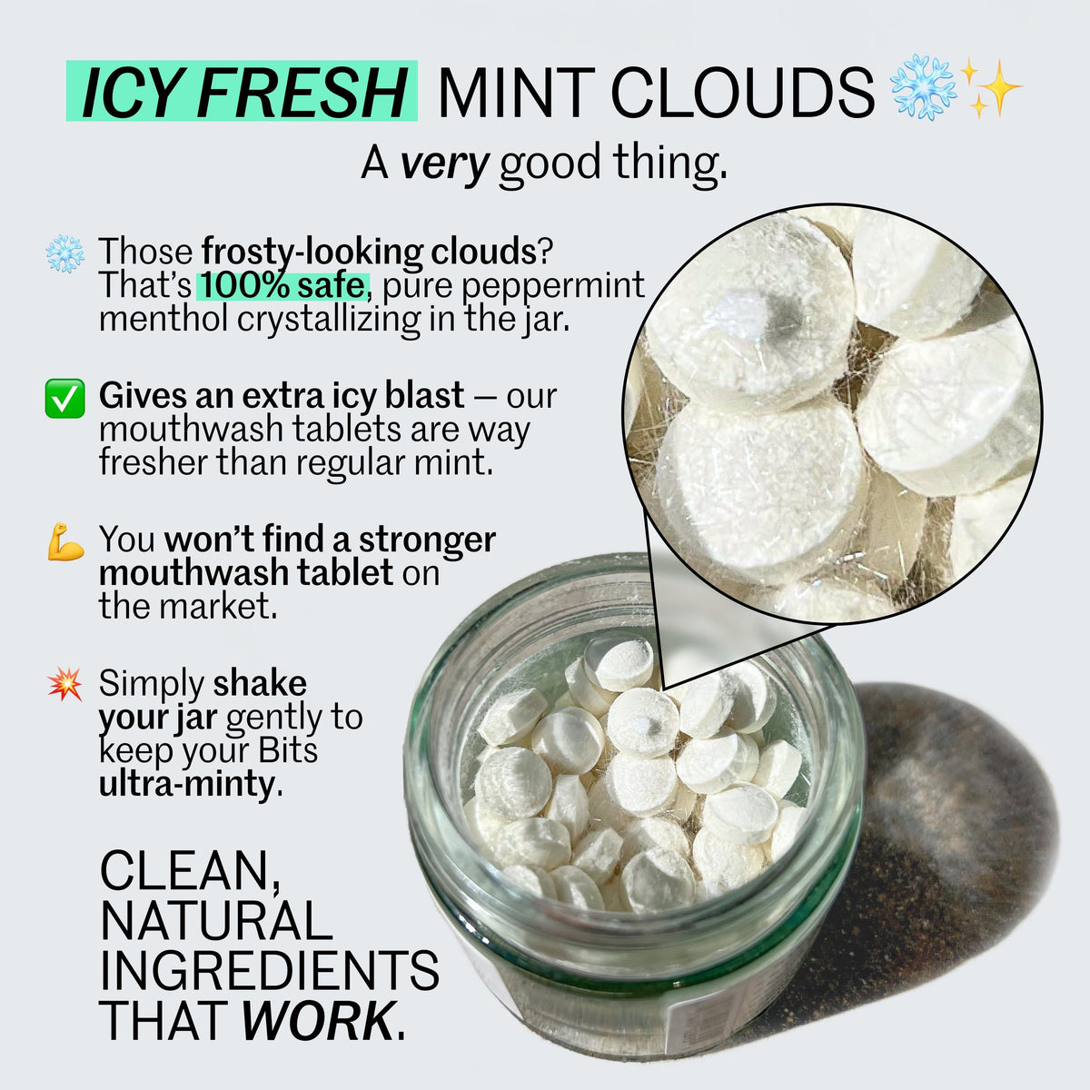 Mint Mouthwash Bits – Refreshing, Zero-Waste Mouthwash Tablets with Nano-Hydroxyapatite and Xylitol