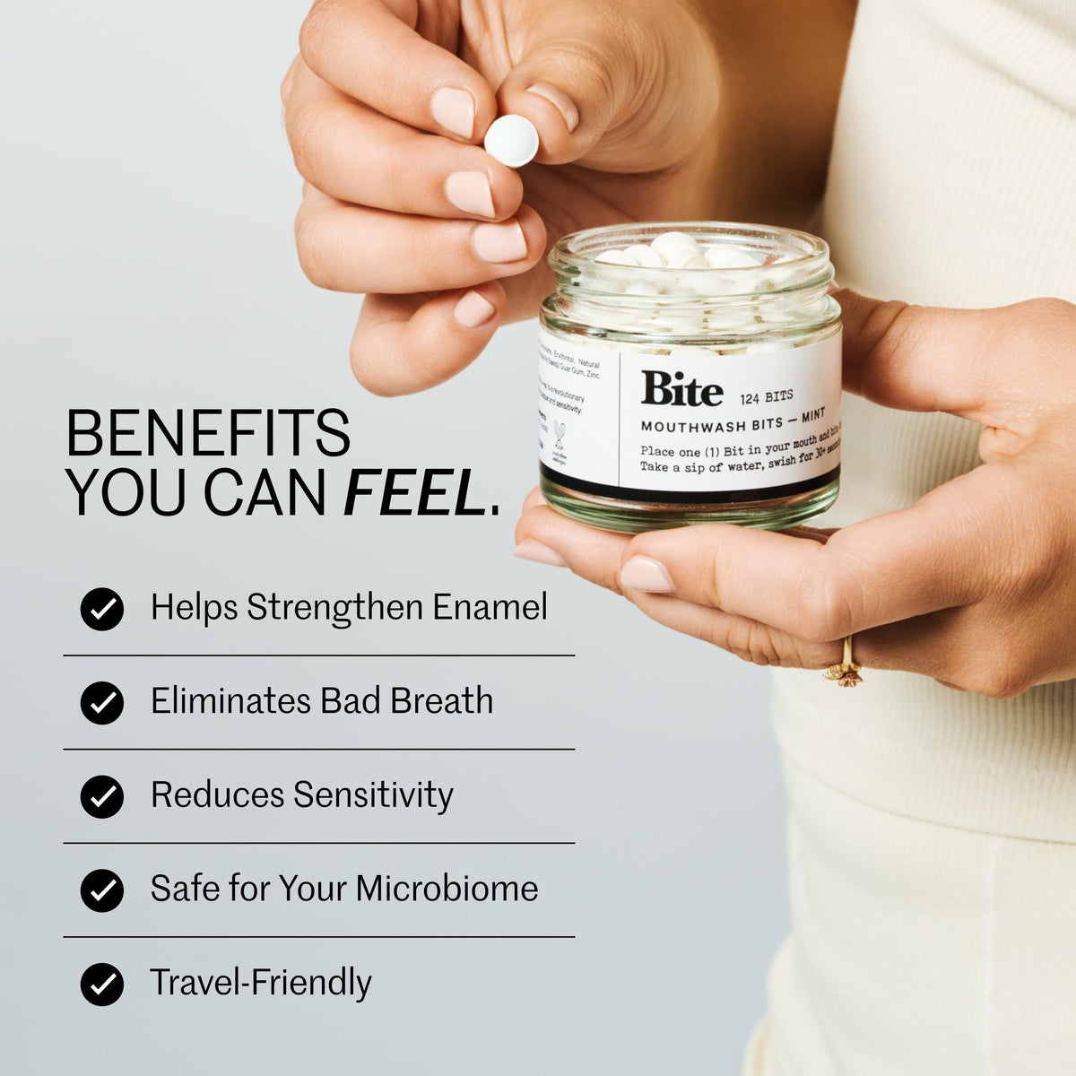Mint Mouthwash Bits – Refreshing, Zero-Waste Mouthwash Tablets with Nano-Hydroxyapatite and Xylitol